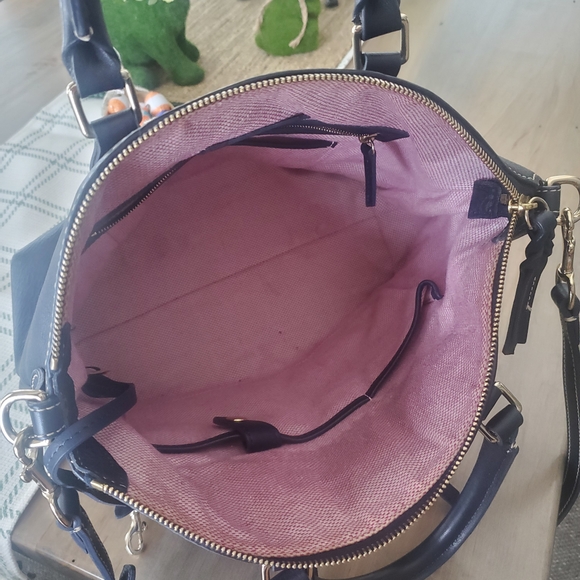 Dooney & Bourke Dillen Double Pocket Satchel in navy blue - Picture 3 of 7